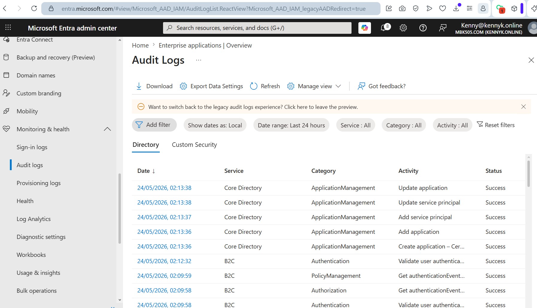 Entra Audit Logs
