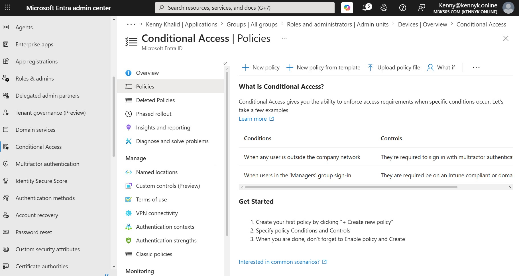 Entra Conditional Access Policies