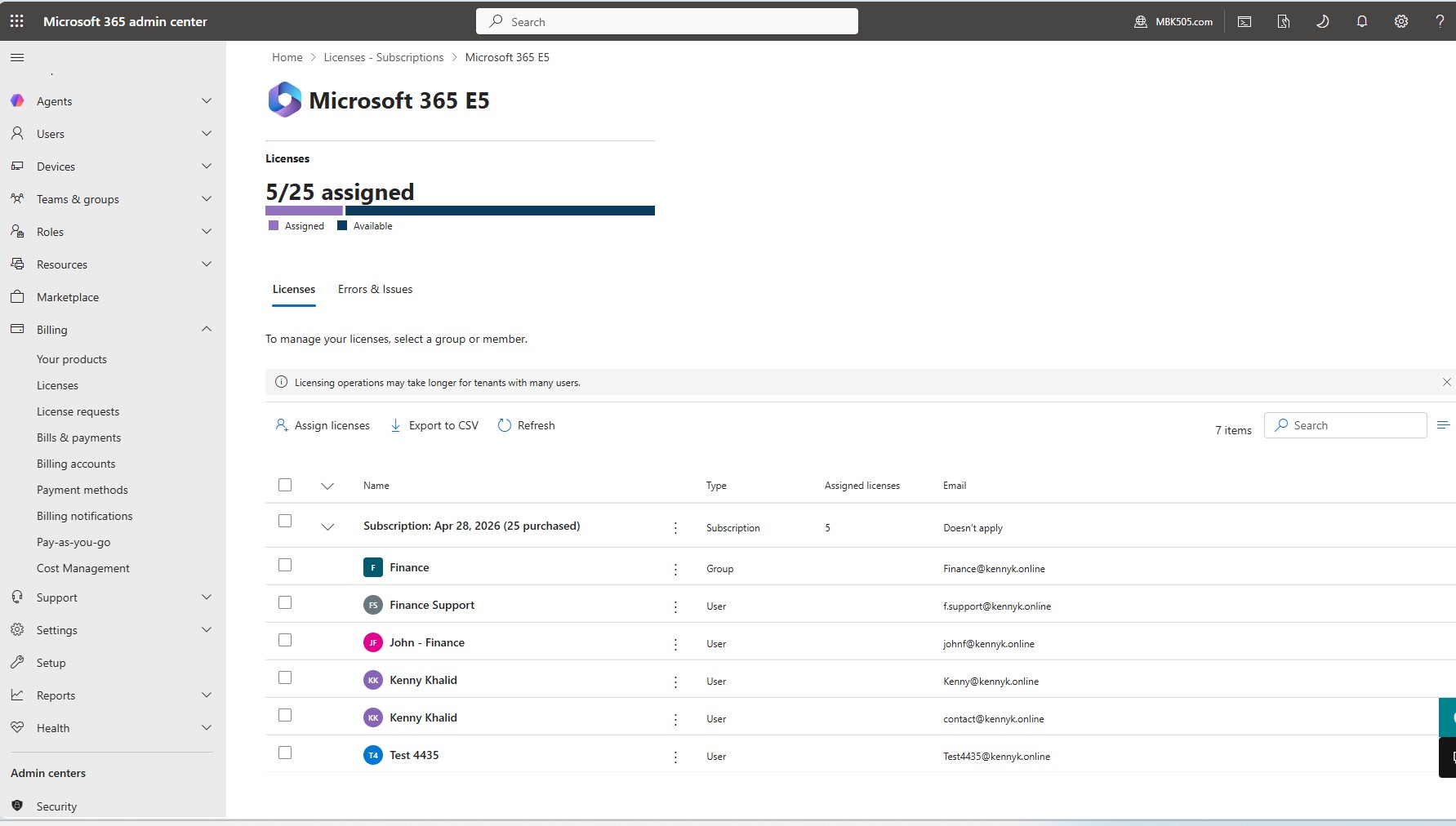 Microsoft 365 E5 License Management