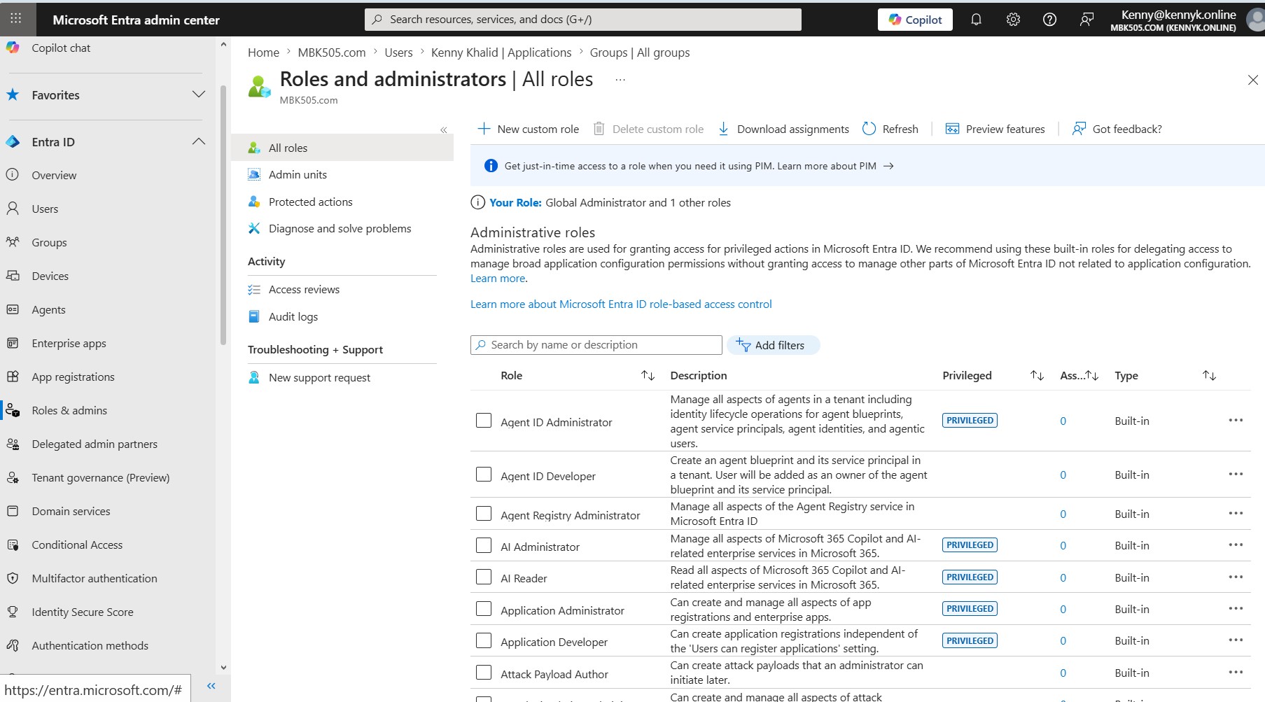 Entra Roles and Administrators